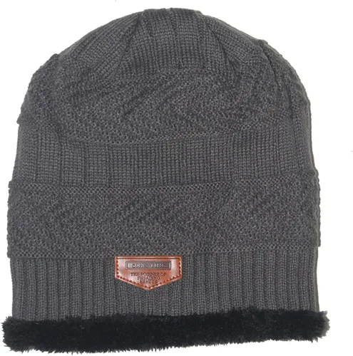 Vista 2 de Ensnovo Gorros de invierno para hombre, gorro de lana gruesa con forro suave