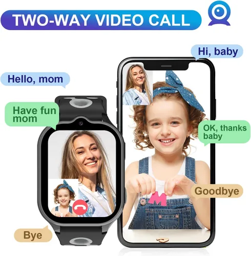 Vista 3 de Reloj inteligente 4G para niños, rastreador GPS, relojes inteligentes con videollamadas, juegos de rompecabezas de llamadas bidireccionales, chat