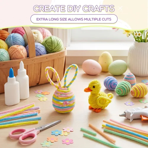 Vista 6 de 200 limpiapipas extralargas de 24 pulgadas para manualidades, color Color macaron