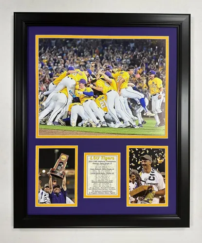Vista 3 de LSU Tigers Baseball Campeones Nacionales CWS 2023 y 2025 Collage de fotos enmarcadas 2 tamaños y estilos (12 x 15 pulgadas - 2023)
