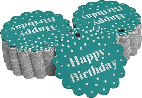 Vista 66 de Etiquetas de papel para colgar con texto en inglés «Happy Birthday» (50 unidades)