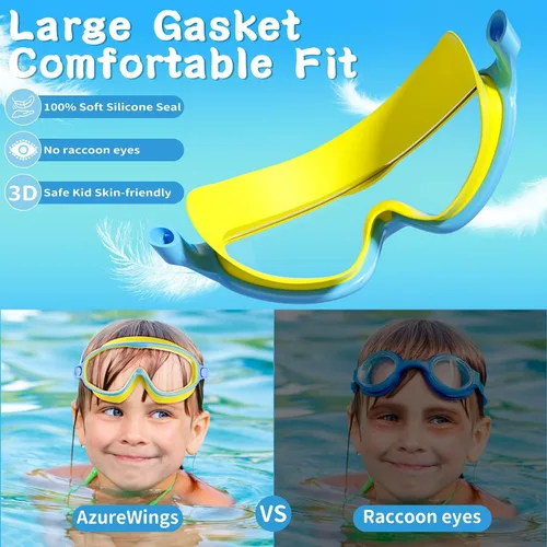 Vista 4 de Paquete de 2 gafas de natación para niños, sin fugas, antivaho, anti-UV, para niños y niñas de 4 a 14 años