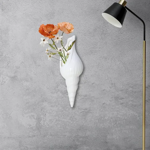Vista 5 de Maceta de pared de cerámica para plantas de interior, plantas de flores artificiales, decoración de pared, jarrón de bolsillo, soportes