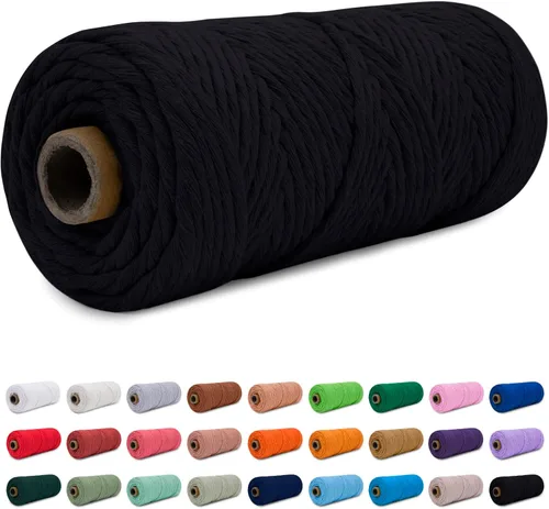 Vista 38 de CAMAL Cordón de macramé de 0.157 in x 109 yardas (328.1 ft), cuerda de algodón de color para tejer, manualidades, colgar en la pared, proyectos