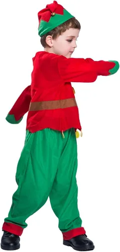 Vista 3 de EraSpooky Disfraz de elfo de Papá Noel para niños