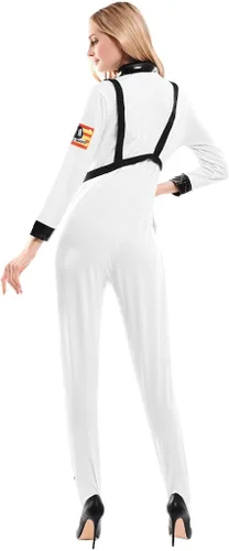 Vista 2 de ReneeCho Traje de astronauta para mujer sexy traje espacial cósmico Halloween