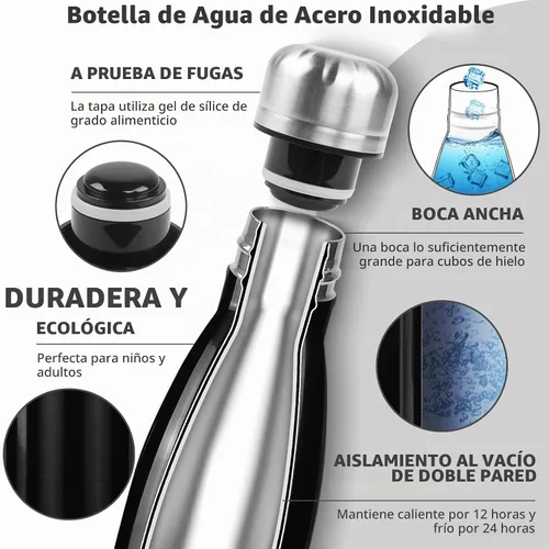 Vista 3 de Sfee Botella de agua aislada, botellas de agua de acero inoxidable de 17 onzas, botellas de agua reutilizables al vacío de doble pared a prueba de 2