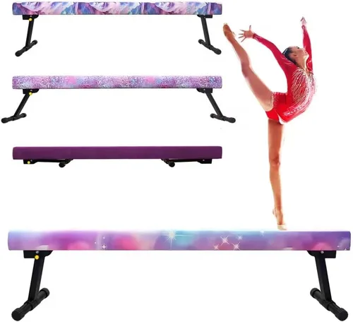 Vista 6 de Viga de equilibrio ajustable y plegable de gimnasia de 8 pies, equipo de gimnasio para el hogar, fácil de ensamblar y almacenar, no requiere Pnk