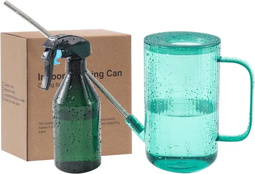 Vista 8 de Tennedriv Green Lata de riego con boquilla larga, para interior, pequeñas latas de riego para plantas de casa, flores, suculentas (marrón)