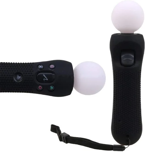 Vista 2 de Funda protectora de silicona antideslizante para Playstation PS4 VR Move PS Move Motion Control, 2 unidades, color negro