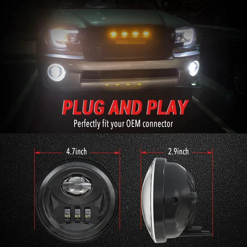 Vista 5 de Conjunto de luz antiniebla LED para Tacoma 2005-2011/Solara 2004-2006/Sequoia 2008-2015/Tundra 2007-2013- par, color negro