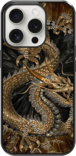 Vista 95 de Funda para iPhone Air - Funda de teléfono con patrón de dragón dorado chino - Funda de TPU con protección de absorción de impactos