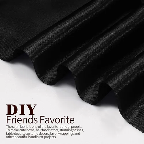 Vista 3 de Horbaunal Tela de Satén Negro de 60 Pulgadas de Ancho por Yarda, Tela de Satén Charmeuse Suave para Vestido de Novia, Manualidades DIY, Disfraces, 1