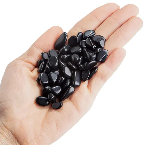 Vista 6 de Guijarros decorativos de cristal de 1 libra (460 g), piedras de obsidiana de forma irregular, pequeñas piedras pulidas trituradas, grava de piezas