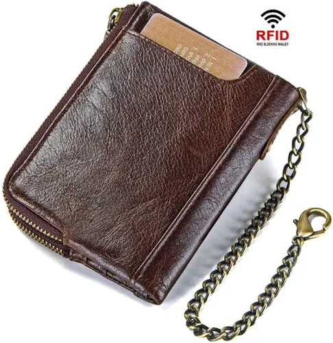 Vista 3 de KITOLTER - Cartera para hombre con bloqueo RFID de piel auténtica Coffee