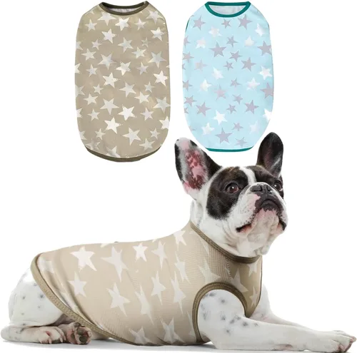 Vista 15 de Camisas hawaianas para perros, de secado rápido, de malla refrescante, de verano, con estampado de coco para perros pequeños, azul y amarillo, XS