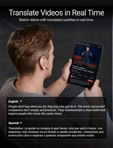 Vista 7 de Timekettle W4 Plus AI Translator Earbuds, pastilla de conducción ósea Dorado