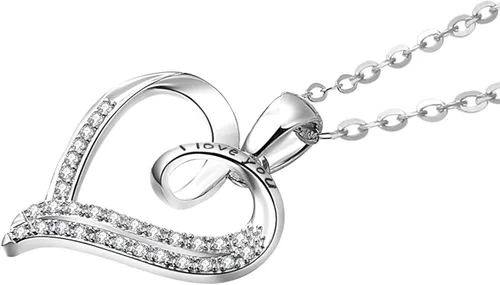 Vista 2 de Regalos de cumpleaños, collar con dije de corazón en 100 idiomas, para mujer, plata de ley 925, piedras de nacimiento de abril de mayo, joyería
