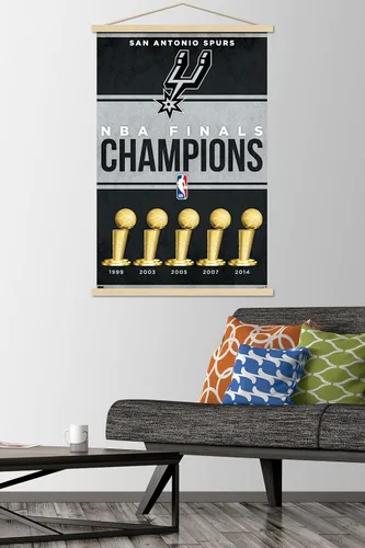 Vista 2 de Trends International NBA San Antonio Spurs - Champions 23 - Póster de pared con marco magnético