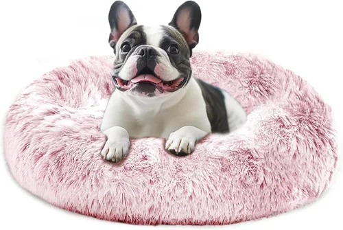 Vista 15 de JOLLYVOGUE - Cama calmante para perros y gatos pequeños y medianos, antiansiedad, redonda, suave, acogedora con parte inferior antideslizante