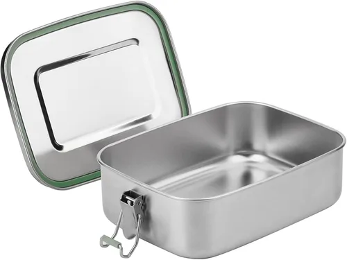 Vista 11 de Arora Lonchera Bento de acero inoxidable – 27.1 fl oz con divisor, 2 compartimentos, recipiente de alimentos ecológico y reciclable, a prueba