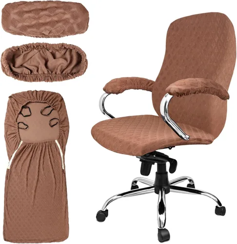Vista 8 de Tatuo Fundas para silla de oficina y computadora, protector universal para silla giratoria, extraíble, lavable, con cremallera para respaldo de Negro