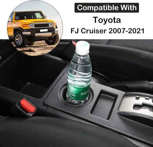 Vista 2 de Soporte para taza de consola central compatible con Toyot@a FJ Cruiser 2007-2021, organizador de consola de cambio de marchas, soporte de taza