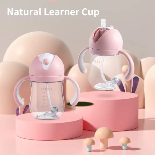Vista 11 de Vaso con popote para bebé, con boquilla suave, con asas extraíbles, a prueba de fugas, a prueba de derrames, un cepillo para pajilla, vasos a prueba