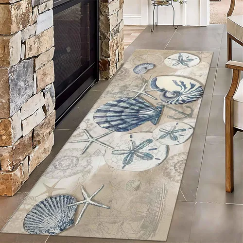 Vista 9 de Alfombra de pasillo larga con diseño de tortuga de acuarela, 2 x 6 pies, alfombra de camino de tortuga azul agua de mar para pasillos, alfombra
