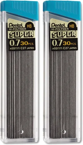 Vista 4 de Pentel Super Hi-Polymer - Recambio de plomo de 0.028 in, mediano, HB, 30 piezas de plomo (C27BPHB-K6)