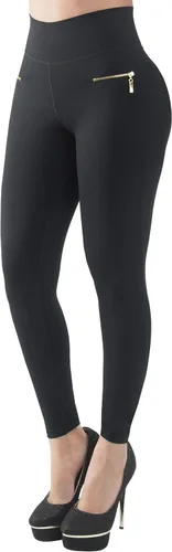 Vista 2 de Leggings elevadores con cintura alta interna Fajas Powernet Supplex Zipper Levanta Cola Colombianos 402BB