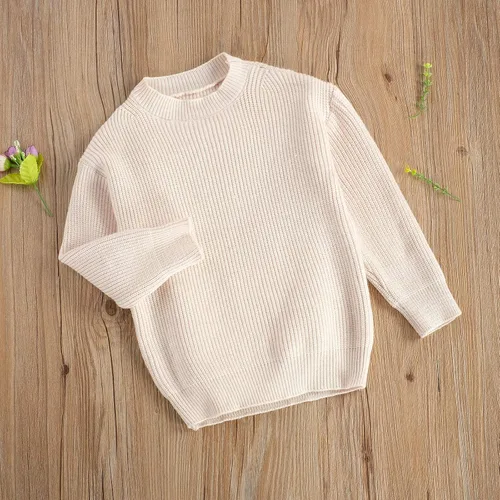 Vista 4 de Suéter Woshilaocai de punto para niña o bebé, con manga larga, holgado, suéter cálido, ropa para otoño e invierno