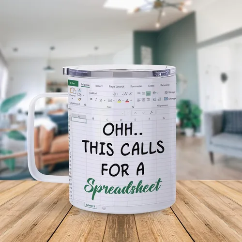 Vista 2 de Hyturtle Regalos de Contador para Mujeres, Hombres, Jefe, Regalos para Contador Vaso Térmico Taza de Café de Acero Inoxidable 12oz, Divertida Taza