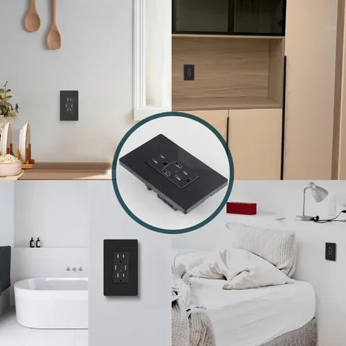 Vista 8 de TOPELER Toma de corriente de carga USB negra de 4.8 A, receptáculo dúplex resistente a manipulaciones de 15 amperios, enchufe eléctrico con puertos