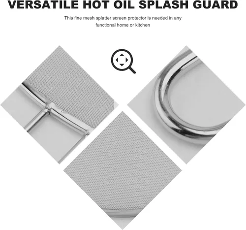 Vista 3 de 304 Stainless Steel Flat Mesh Oil Strainer for Frying Pans, 3 Pack