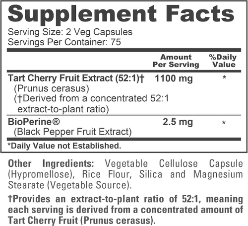 Vista 4 de Cereza ácida, sin OMG, vegano, 1100 mg, 150 cápsulas vegetales - 75 porciones Fórmula herbal, extracto de fruta Prunus Cerasus 52:1, apto