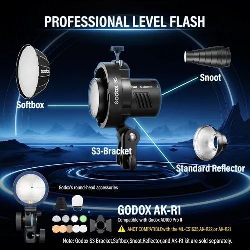 Vista 9 de Godox AD100 PRO II AD100Pro II AD100ProII Flash de bolsillo 2026 Godox 100w luz estroboscópica 2W LED, 490 estallidos de potencia completa