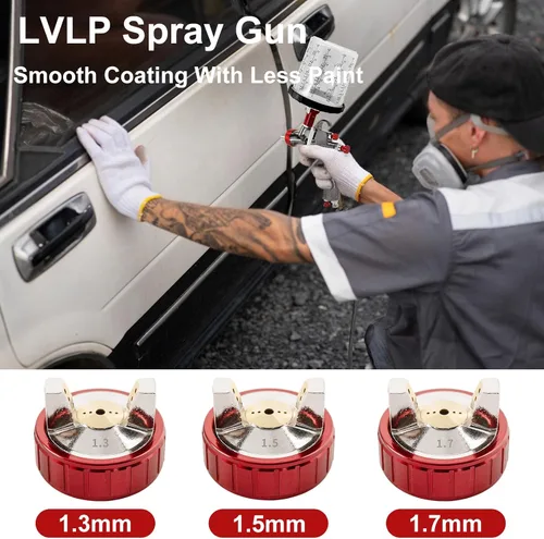 Vista 3 de R500 - Pistola de pulverización LVLP con taza mezcladora de 22.0 fl oz y 10 vasos desechables, boquillas de 1.3/1.5/0.067 in, pistola de pintura