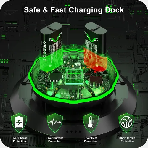 Vista 4 de Paquete de baterías recargables para mando Xbox, 4 baterías recargables de 2000 mAh para Xbox Controller Charger Station Battery Pack para Xbox