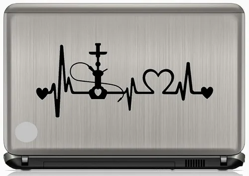 Vista 5 de Hookah Heartbeat Lifeline - Calcomanía engomada negra de 8.0 pulgadas