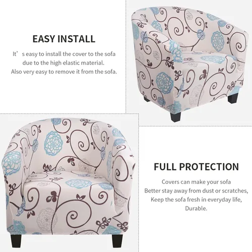 Vista 6 de SearchI Funda Elástica para Silla Club, Fundas Elásticas para Silla Barrel, Fundas Estampadas para Silla Tub, Funda de Elastano Suave para Sillón