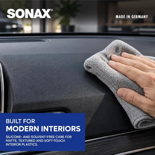 Vista 5 de SONAX Limpiador de salpicadero 283241 Limpiador y protector interior premium para plástico, vinilo y goma Antiestático, bajo resplandor, acabado