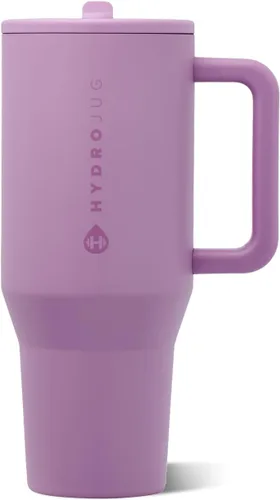 Vista 46 de HydroJug Traveler - Botella de agua de 40 onzas con asa y pajita abatible - Cabe en portavasos, vaso resistente a fugas - Reutilizable, aislado
