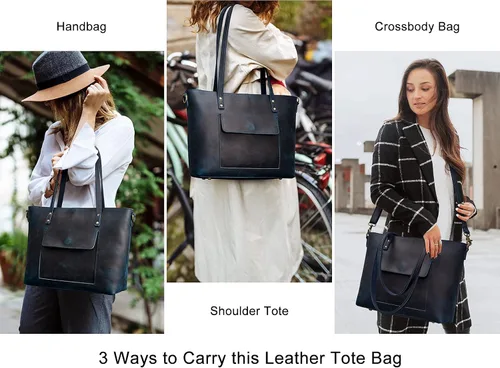Vista 23 de S-ZONE Bolso bandolera vintage de cuero genuino para mujer