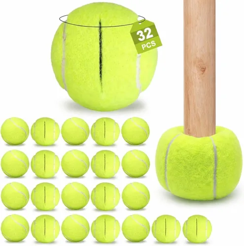 Vista 7 de Chunful 32 pelotas de tenis para patas de silla, protectores de piso, pelotas de tenis precortadas a granel para sillas de aula, escritorios