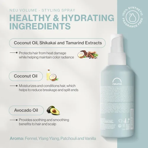 Vista 3 de NEUMA Neu Volume Styling Spray para el cabello, 6.7 onzas líquidas, protector de calor con aroma de hinojo, ylang ylang, pachulí y vainilla