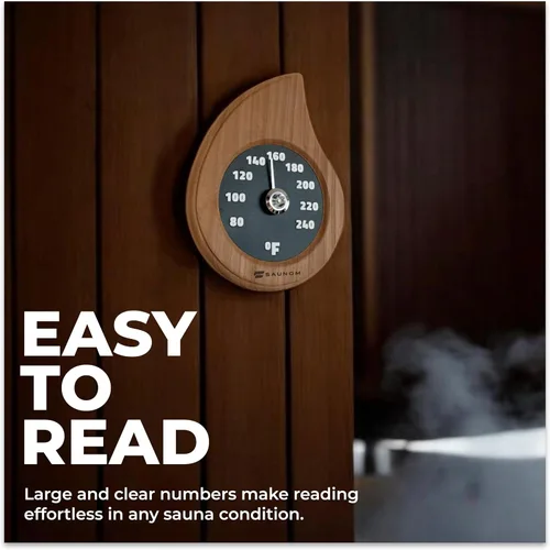 Vista 2 de Termómetro de sauna de madera de alta calidad, números grandes, duradero y duradero, termómetro de sauna fácil de instalar Fahrenheit