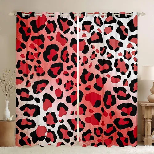 Vista 28 de Feelyou Purple Leopard Print Blackout Curtains Black Wild Safari Darkening Drapes for Bedroom Living Room Decor Cheetah Fur Wildlife Thermal