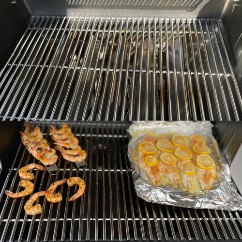 Vista 6 de SafBbcue Kit de piezas de repuesto para parrilla Weber Genesis serie 300, rejillas de parrilla de acero inoxidable 7524, barras aromatizantes 7620