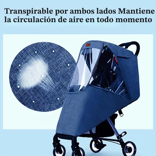 Vista 2 de Funda de lluvia universal para cochecito de bebé, protector de lluvia, impermeable, protector contra el clima, cubierta de cochecito de bebé con Azul